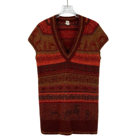 Hermès Red Stripe Embroidered Cashmere V-Neck Short-Sleeve Knit Sweater - Picture 1 of 6